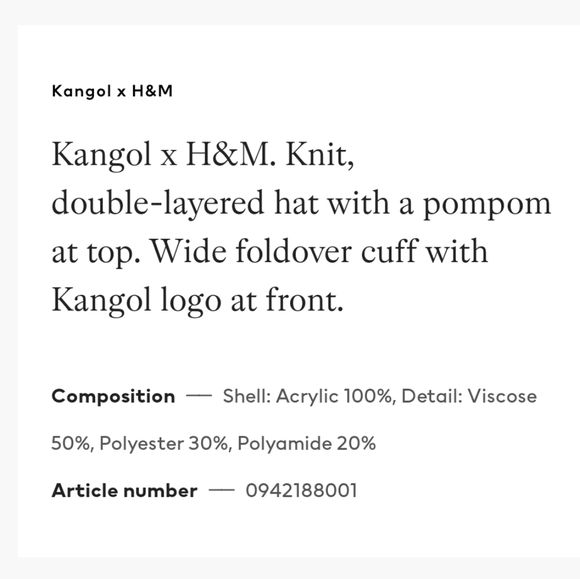 NWT KANGOL x H&M | Pompom Knit Hat - Picture 4 of 4